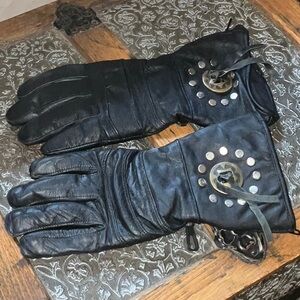 Black Leather Studded Gloves